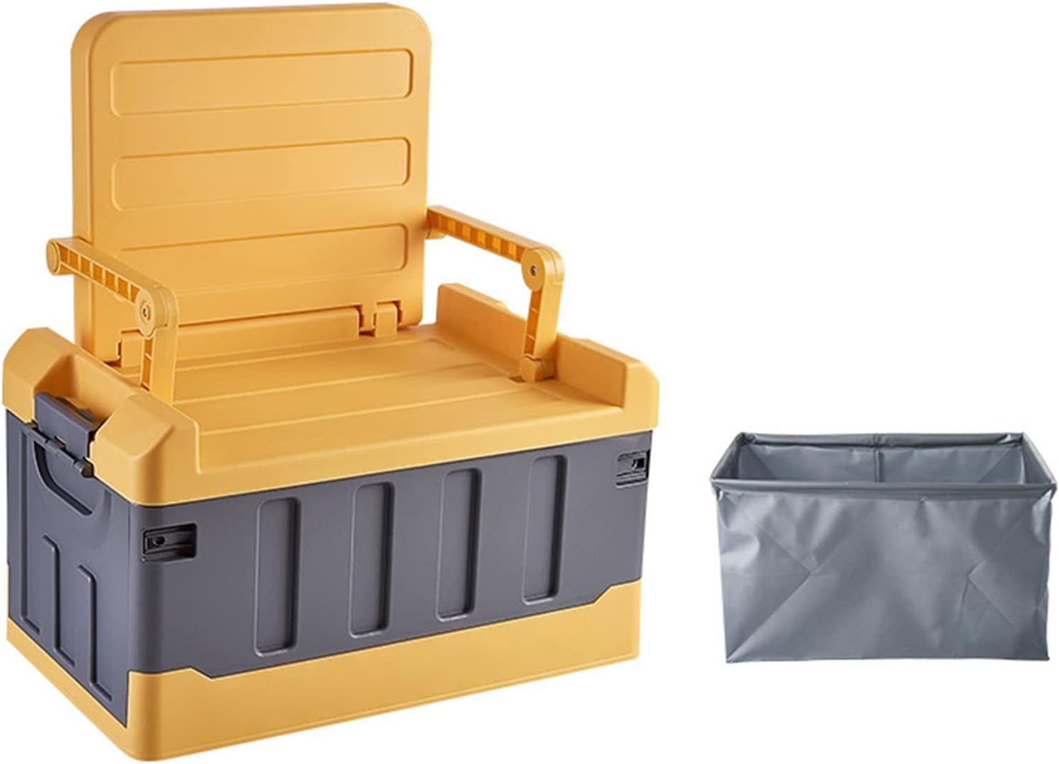 Storage Container Bin Stackable Trunk Home Camping Clothing Car Box Tough Durable Plastic Household Organizer with Seat and Waterproof Bag