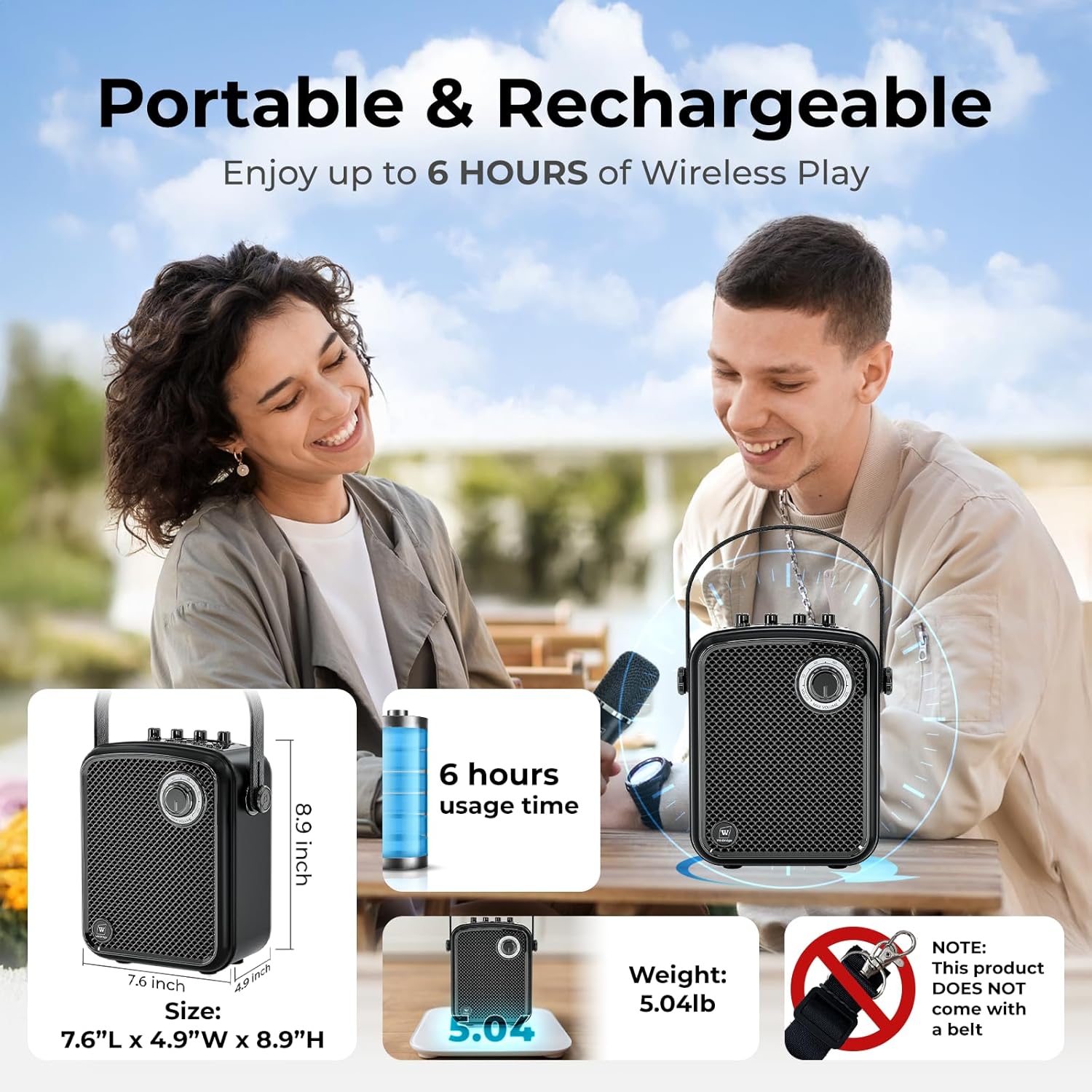 Voice Amplifier with 2 Wireless Microphones, 70W Portable Bluetooth Speaker with Mic, Small PA Speaker System, Karaoke Machine for Teachers, Public Speaking, Events, Singing - S100 Pro