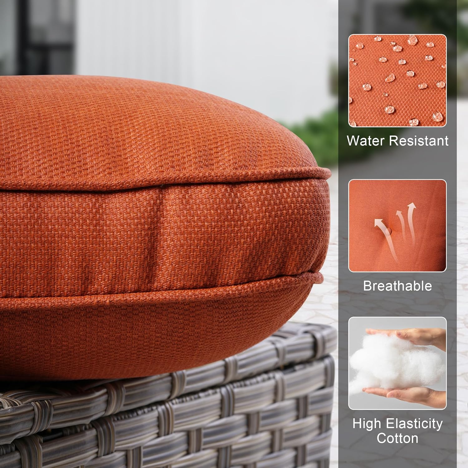 Patio Furniture Set,6 Pieces Wicker Patio Furnitures with Outdoor Loveseat,Double-Deck Fire Pit Table,Swivel Rocking Chairs,All Weather Patio Conversation Sets,Bold Orange