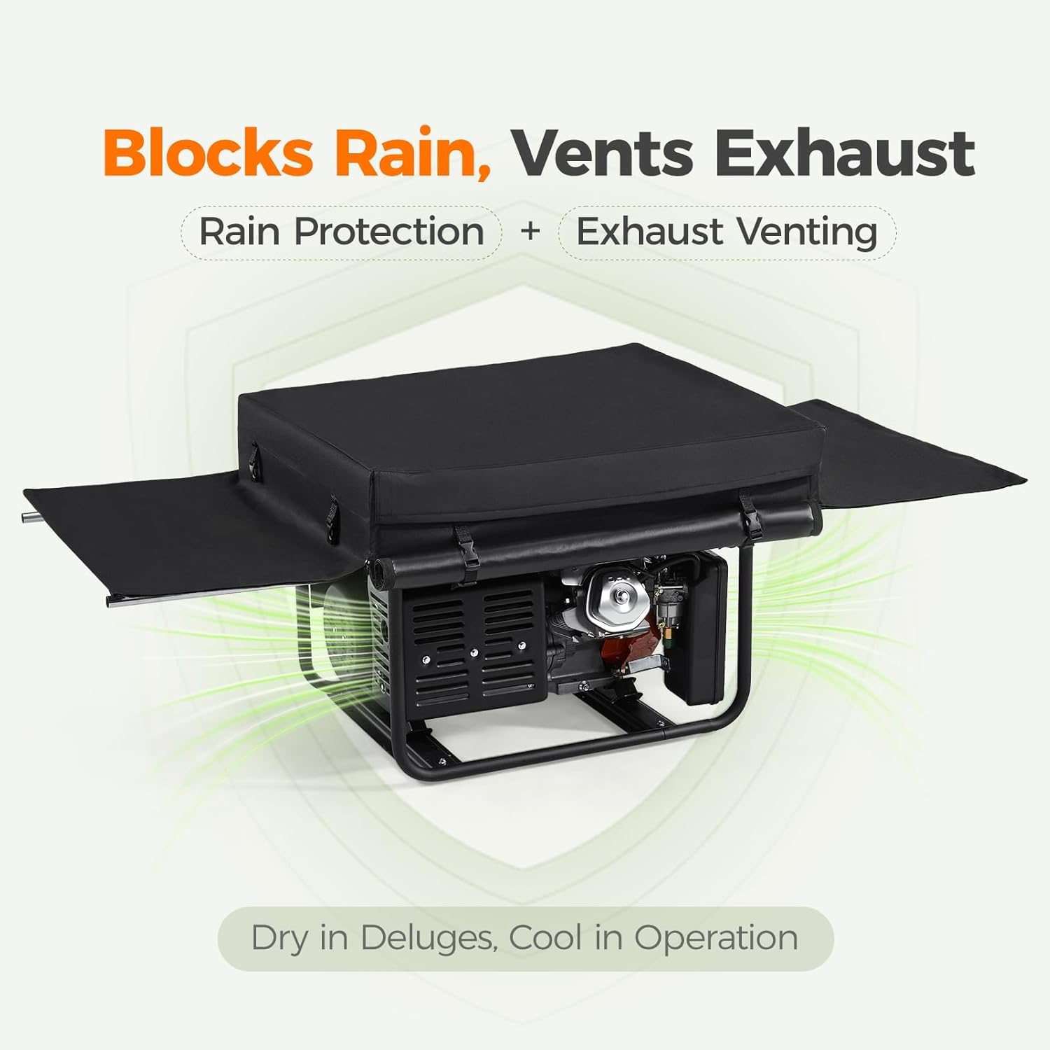 All-Weather Generator Covers for Outside: Generator Covers While Running with Waterproof Expandable Sides and Steel Frame, Fits 4000-13000W Portable Generators, Black