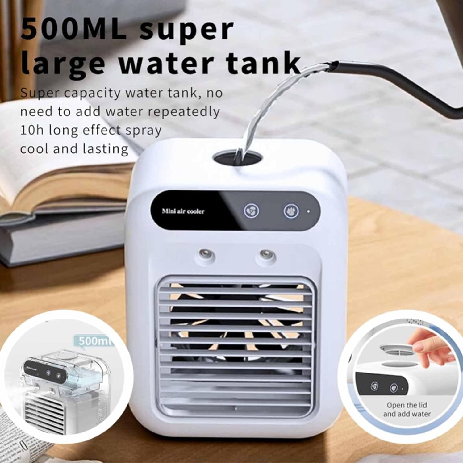 1800Mah Rechargeable Air Conditioner, Portable Small Evaporative Air Cooler Two Wind Speed Modes Low Noise for Outdoor, Indoor, Jobsite, Travel