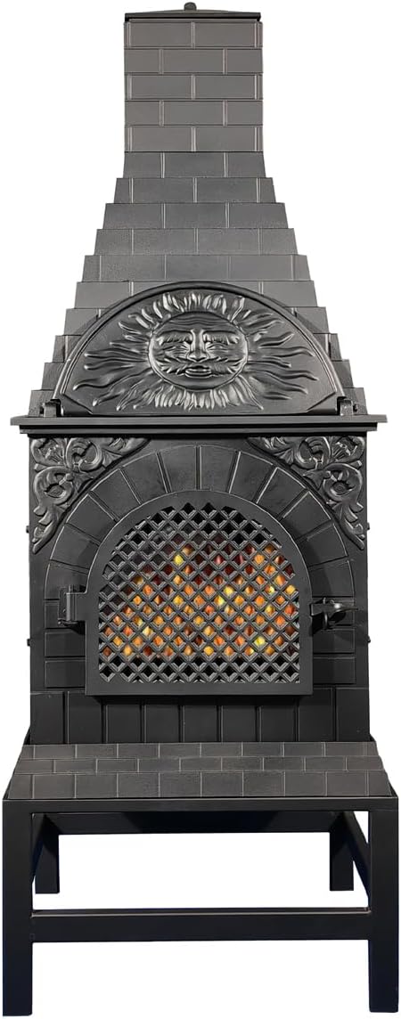 The Blue Rooster Casita Grill Chiminea Outdoor Fireplace Wood Burning Firepit and Pizza Oven