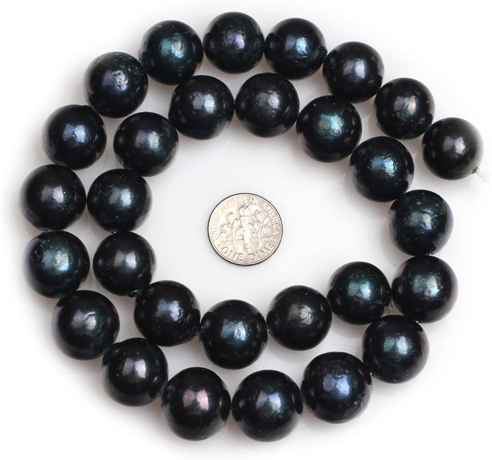 Big Black Round Nuclear Edison Pearls Beads for Jewelry Making DIY (15mm)