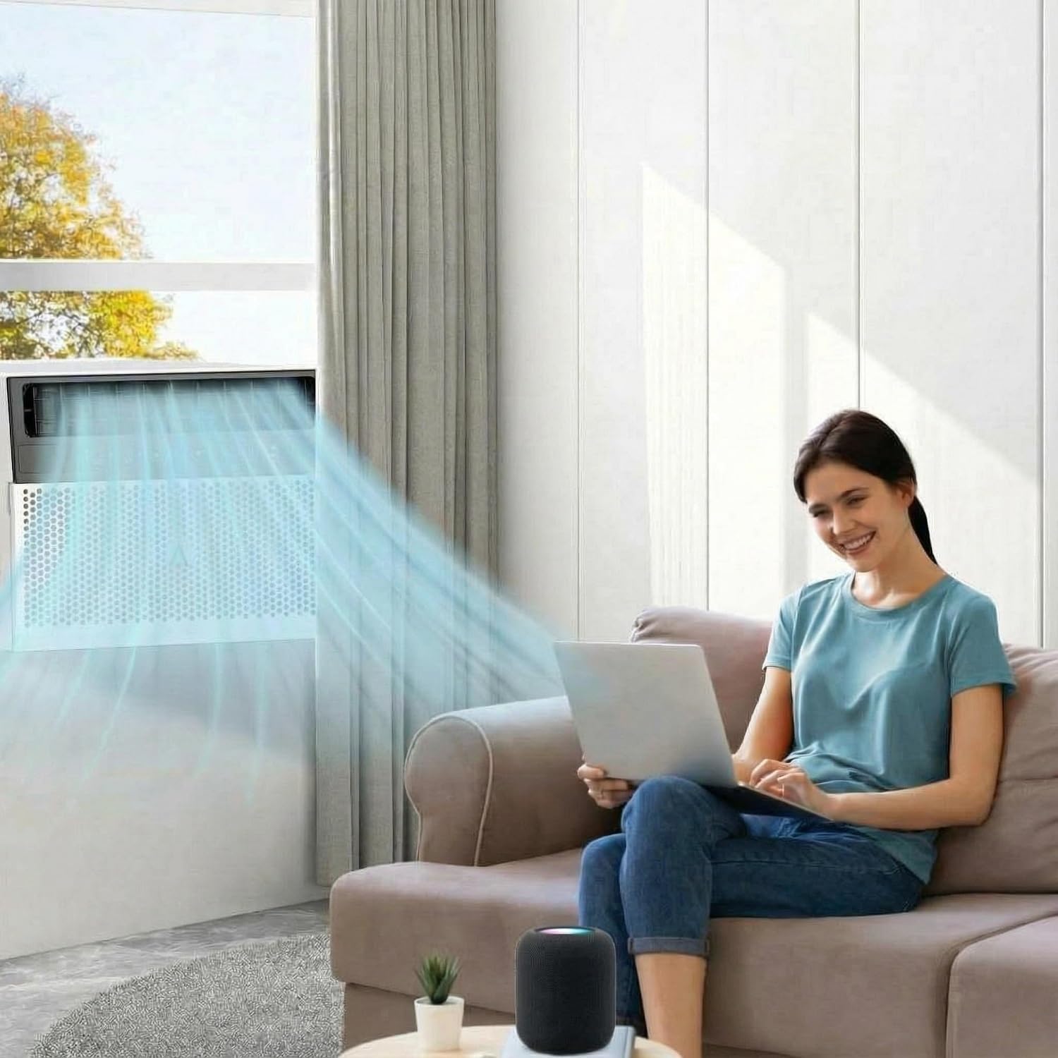 GarveeLife U-Shaped Smart Inverter Window Air Conditioner 8000 BTU, Cools 370 Sq.Ft, Energy Star Certified, Ultra Quiet with Remote & App Control, 6 Modes, 24H Timer