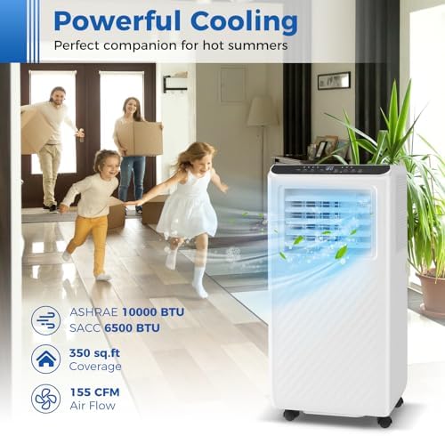 DORTALA 10000 BTU Portable Air Conditioner, 3 in 1 Floor Standing AC Unit with Fan & Dehumidifier, Quiet AC Unit with 24H Timer, Remote Control & Installation Kit for Rooms up to 350 Sq.Ft