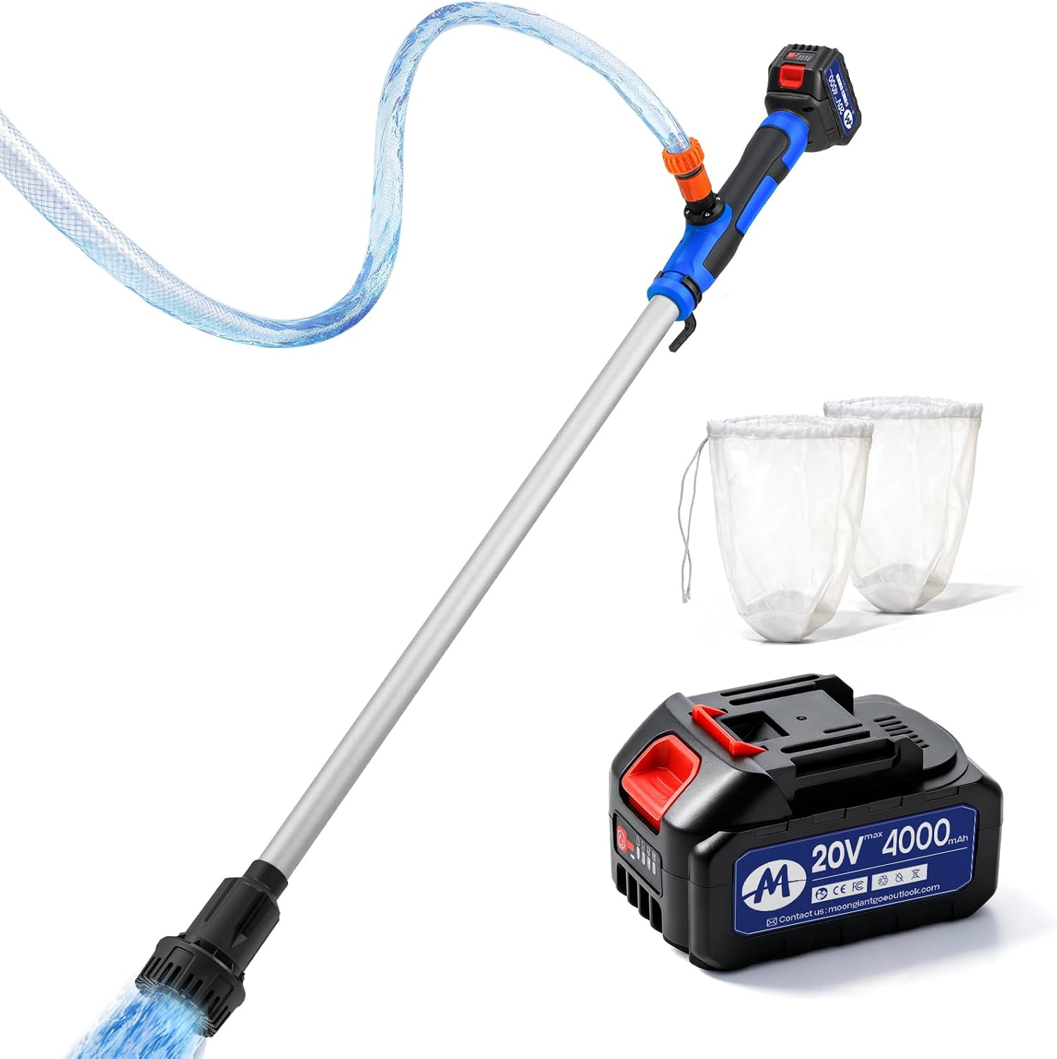 Moongiantgo Cordless Stick Water Transfer Pump with 4Ah 20V Battery Equipped, 9 GPM 32FT Head, Portable Utility Sump Pump with 39