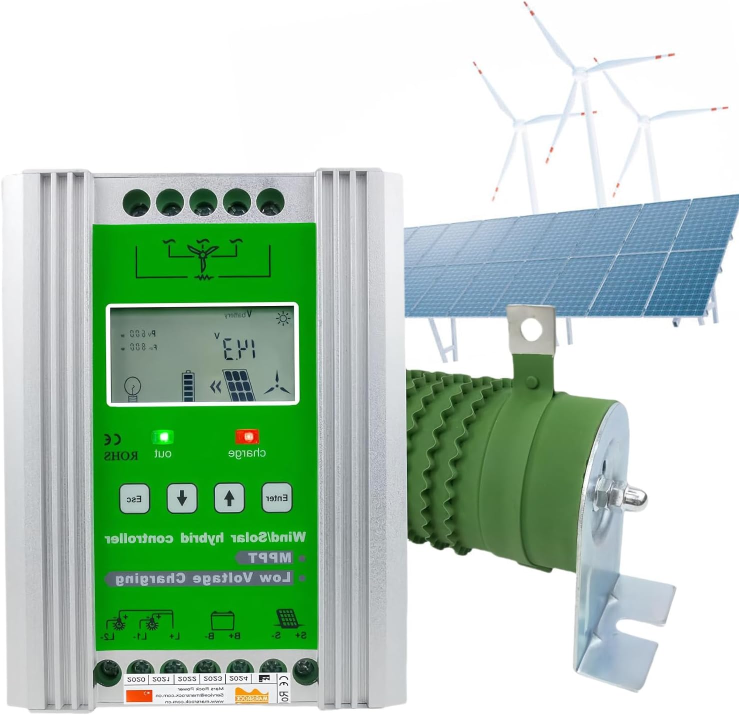 New Upgraded Wind Solar Hybrid Charge Controller, 12v/24v/48v Automatic Differentiation Separation Grid, Mppt Wind Turbine Solar Charge Controller with LCD Screen,12V-400W