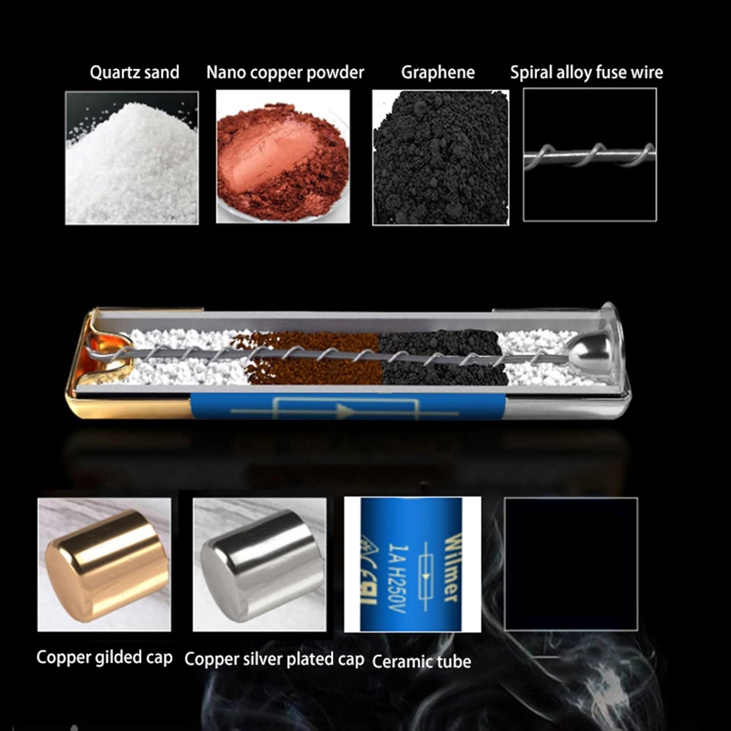 1PCS 5 * 20mm HiFi Graphene Nano Quantum Fuse CD Audio Amplifier Tube Amp Fuse Slow Blow Fuse (Color : Red Knight 8A)