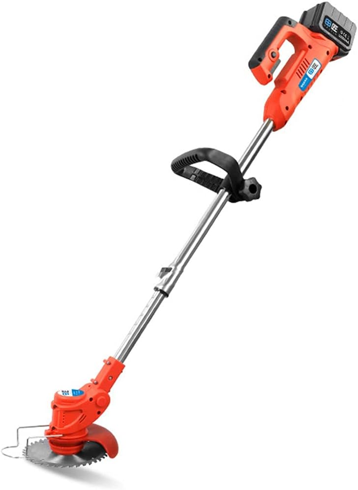 Lawn Mowers Rotary Lawn Mower Electric Rechargeable Household Small Lawn Mower Multifunctional Lithium Battery Lawn Mower for Agriculture and Gardening (Orange Battery*2) (Orange B (Orange