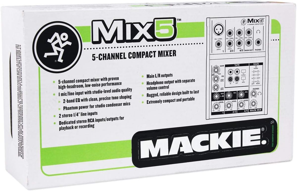 Mackie Mix5 5-Channel Compact Mixer, Black