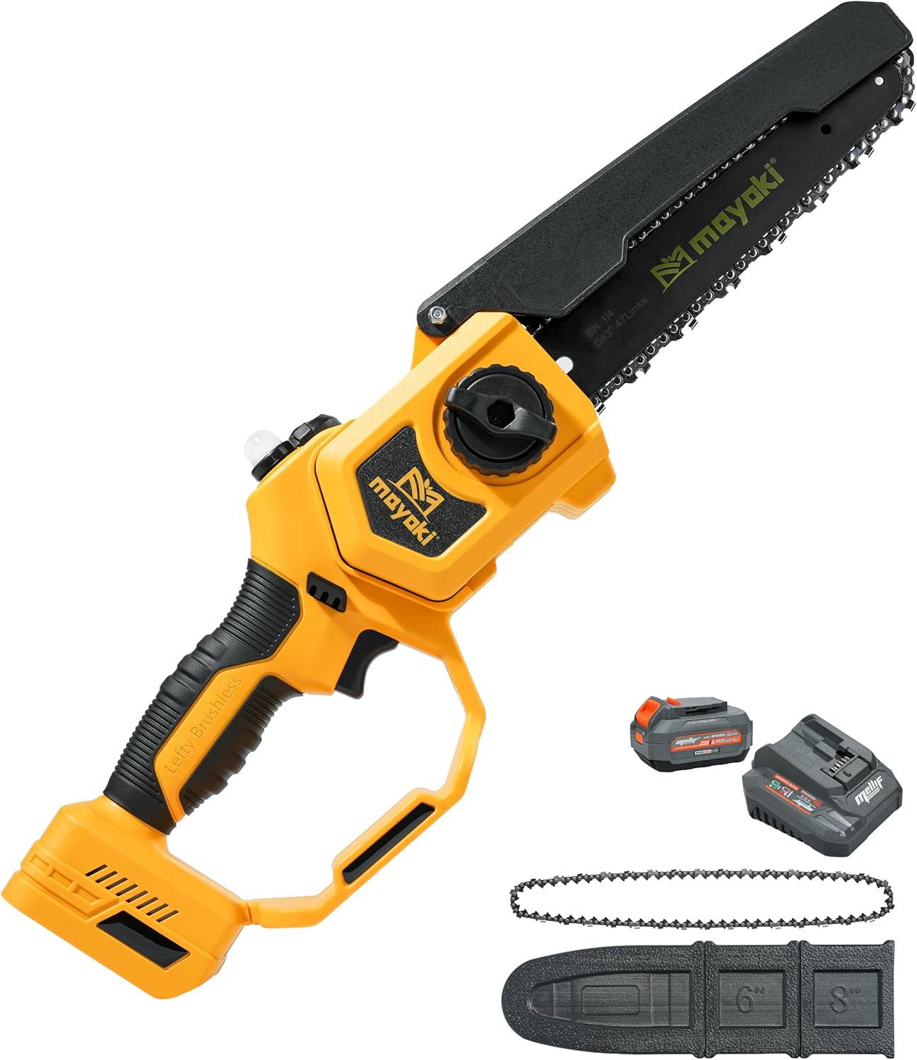 Cordless 8In Chainsaw Compatible with Dewalt 20V MAX Battery, Electric Portable Chain Saw w/ 4.0Ah Battery and Charger, 39Ft/s, Auto Oiler, 900W Brushless Motor, for Tree Trimming, Cutting, Purning