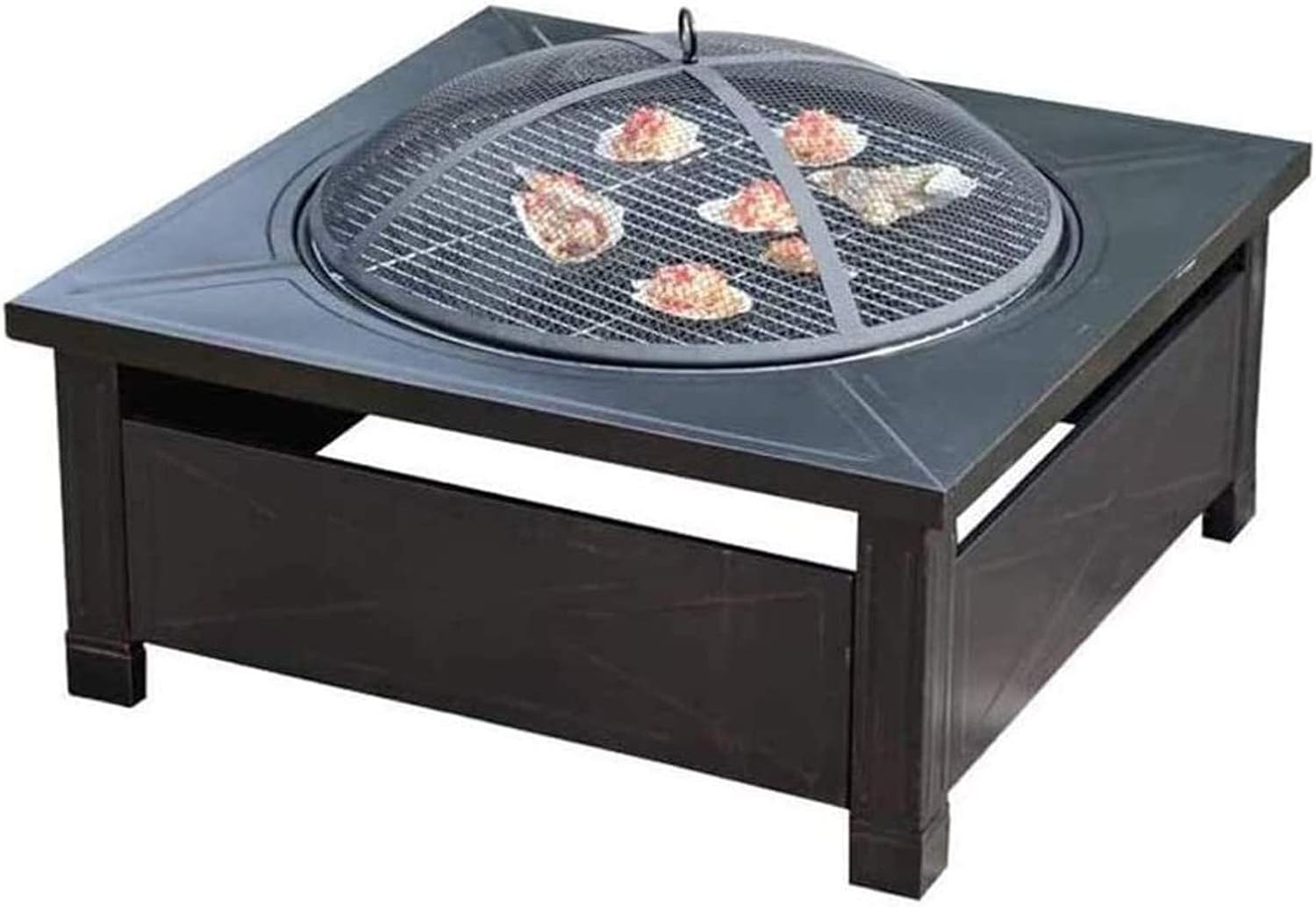 Outdoor Fire Pit Stove Fire Pit Square Metal Firepit Backyard Patio Garden W/Cover Outdoor Cooking Barbecues