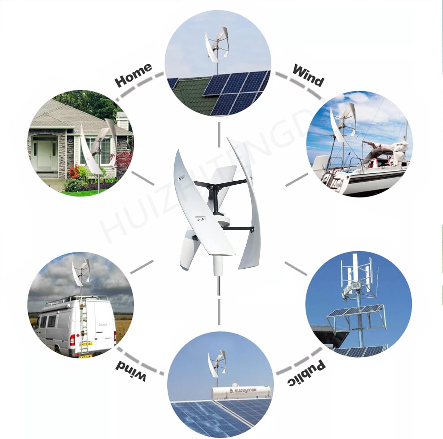 3000W 3 Blades Vertical Wind Turbine, Low Noise Rotation Wind Turbine Generator for Windmill Home Farm Wind Generator (12V 24V 48V)