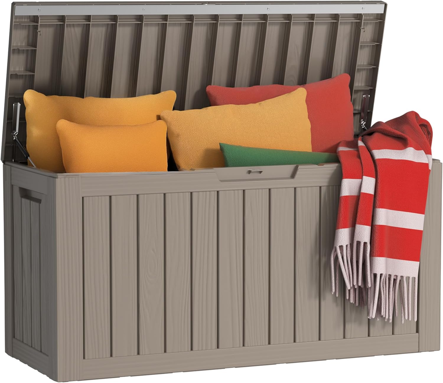 80 Gallon Waterproof Resin Deck Box, UV Resistant Outdoor Storage for Garden, Patio, Porch, Delivery, Grey