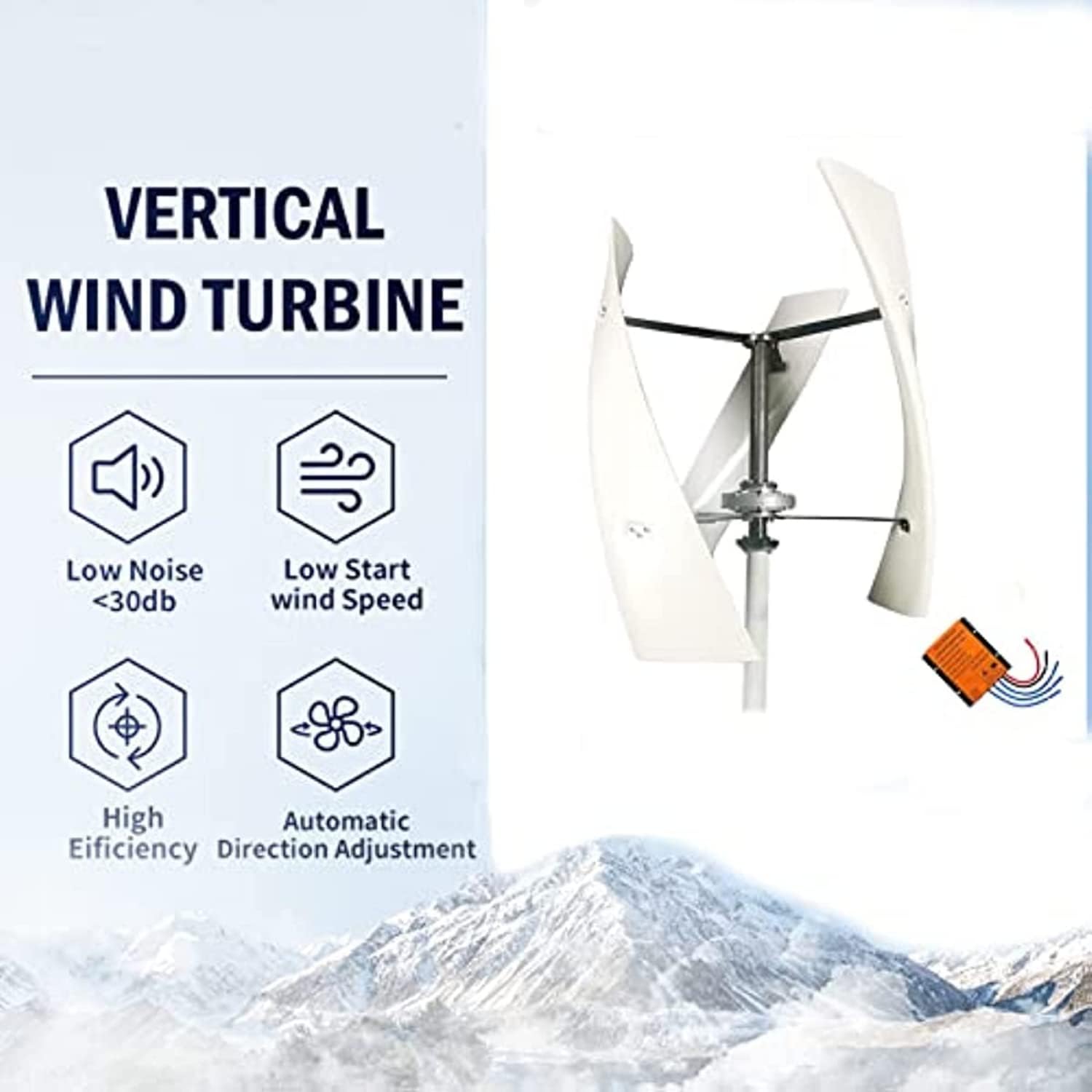 8000W Vertical Axis Wind Turbine Generator Wind Power Generator with MPPT Controller 220V 12V 24V 48V Home Windmill Energy for RV Household, Roofs, Street Lighting (12V)