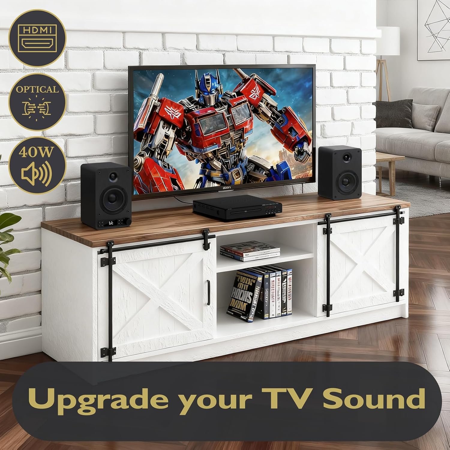 LEMEGA Active Bookshelf Speakers 40W RMS, Powered Stereo Speakers with 4