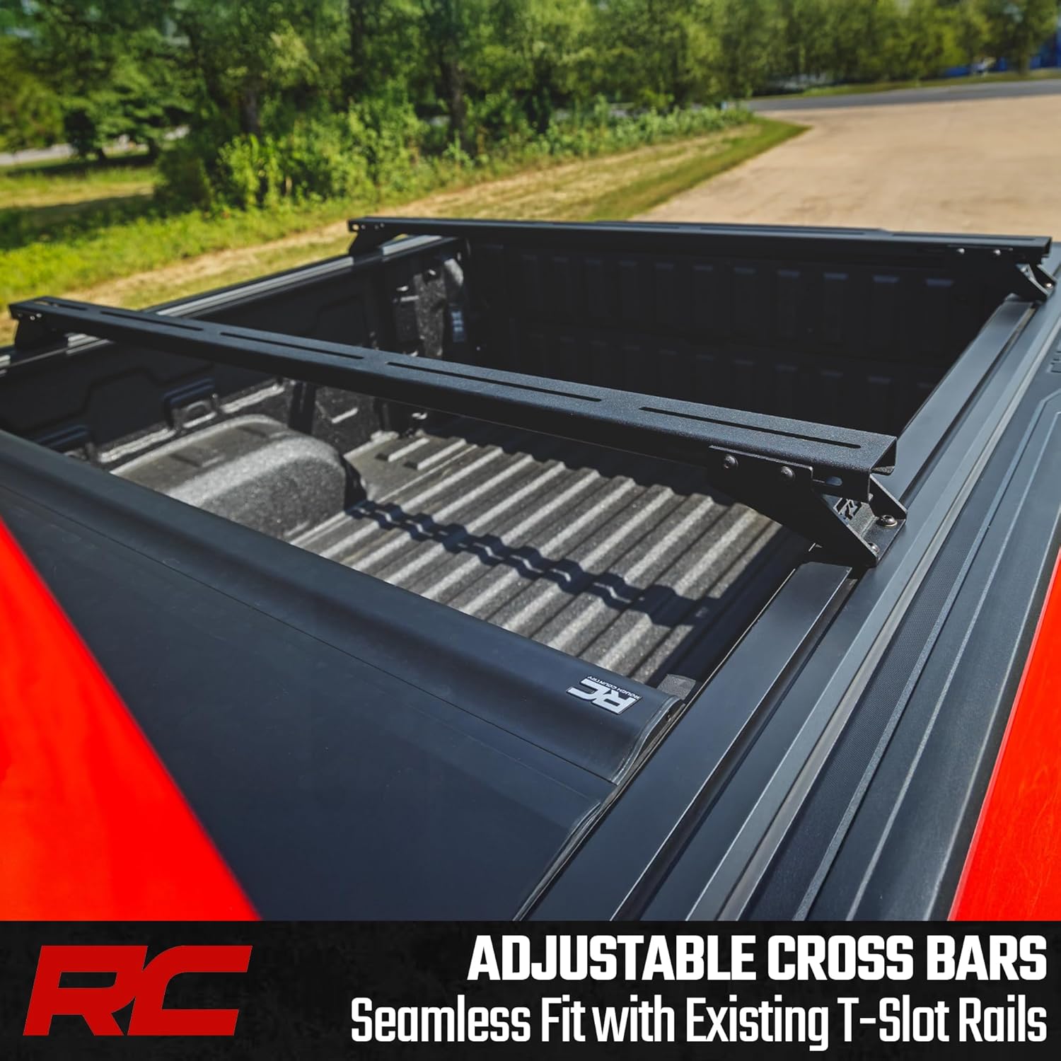 Rough Country Adjustable T-Slot Crossbars for Pickup Truck Beds – Fits 57.25