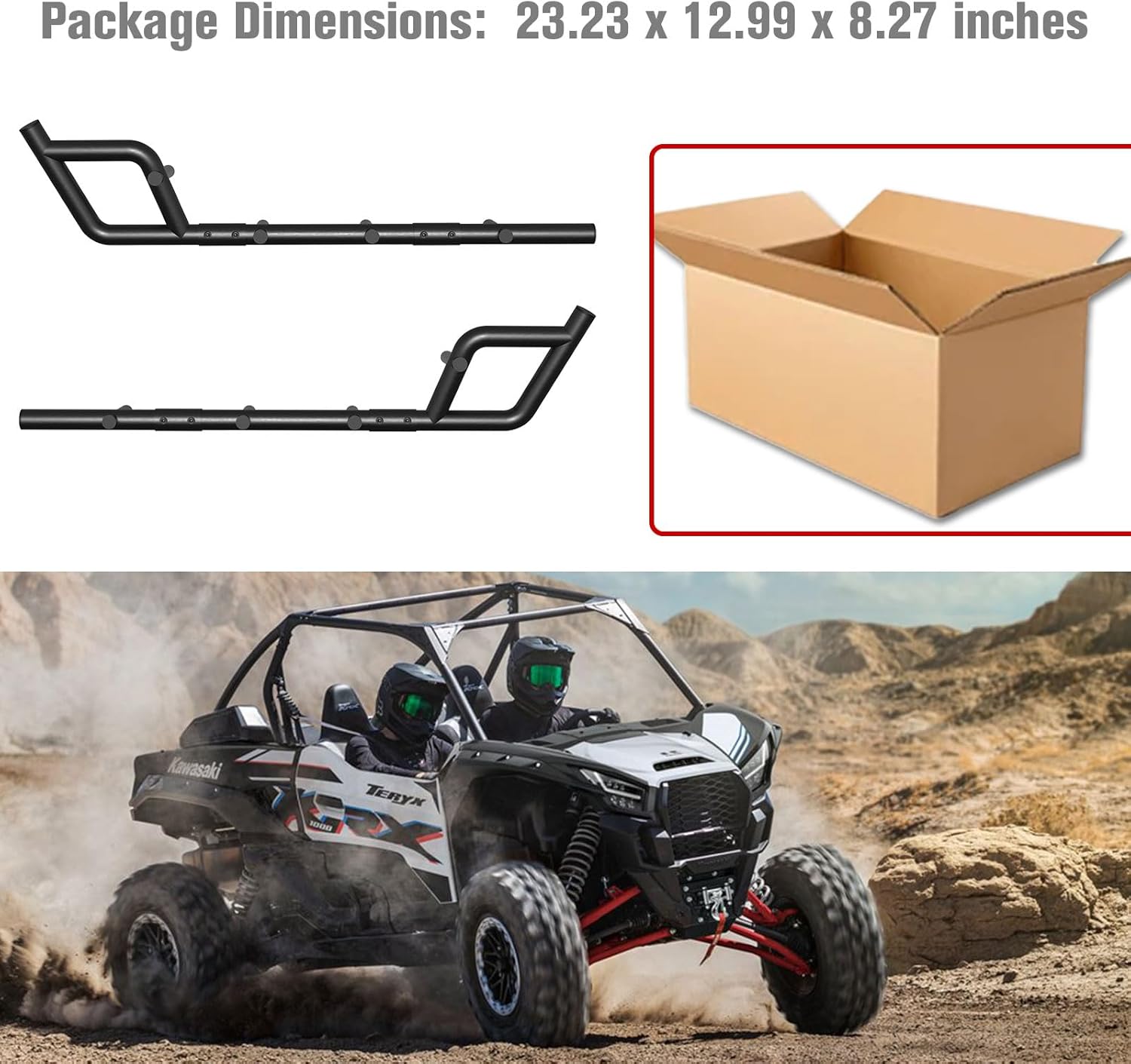 Nerf Bars Rock Sliders for Kawasaki Teryx KRX 1000, Combined Side Bumper Brush Guard Side Steps Nerf Bars Tree Kickers for Kawasaki Teryx KRX 1000 2020-2025 Accessories (2 Seats)