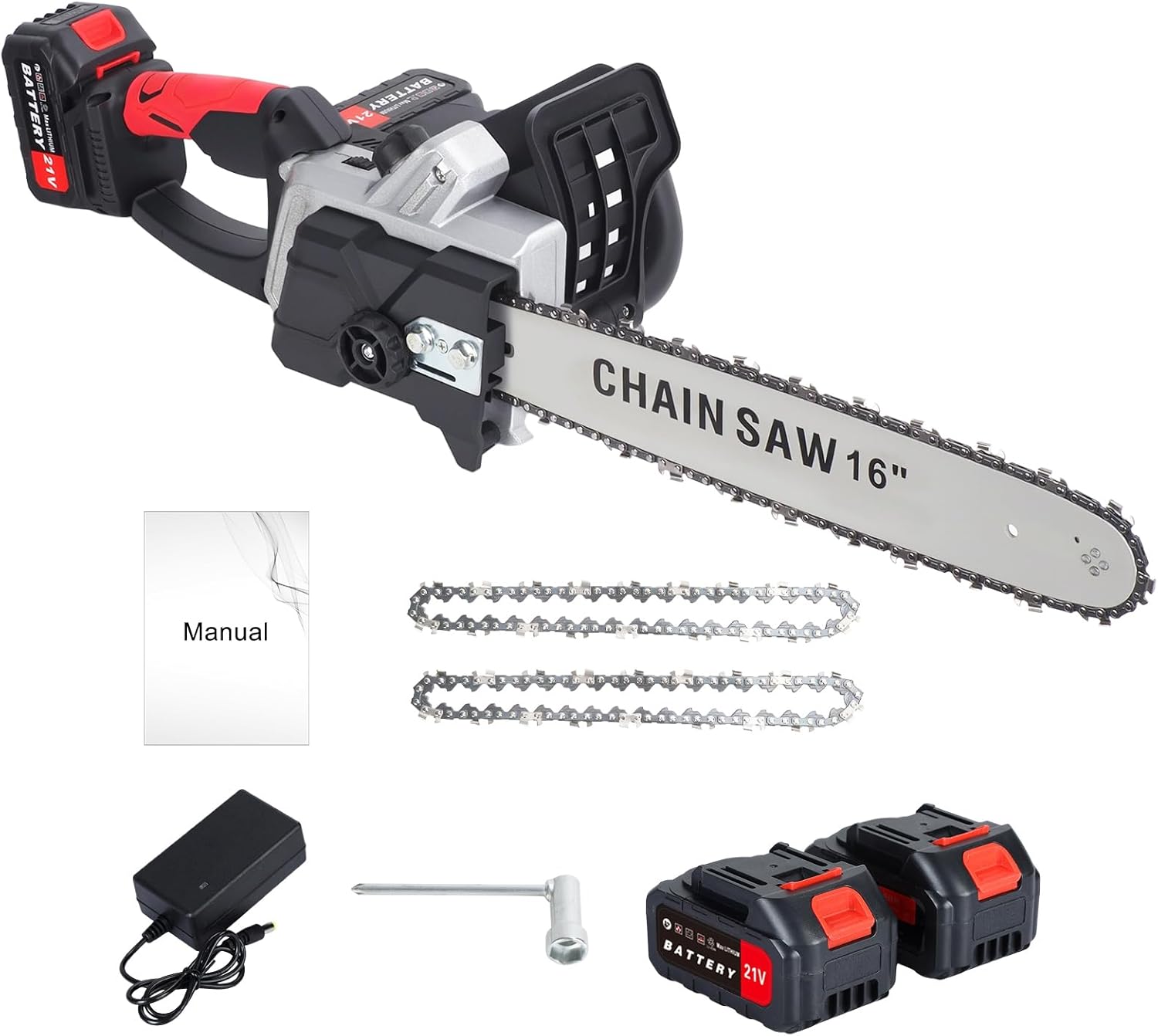 【US Shipped】 Battery Powered Chainsaw 16 Inch - Cordless Chain Saw with Battery and Charger, Hand Chainsaw Electric for Tree Felling, Pruning, Logging and Firewood