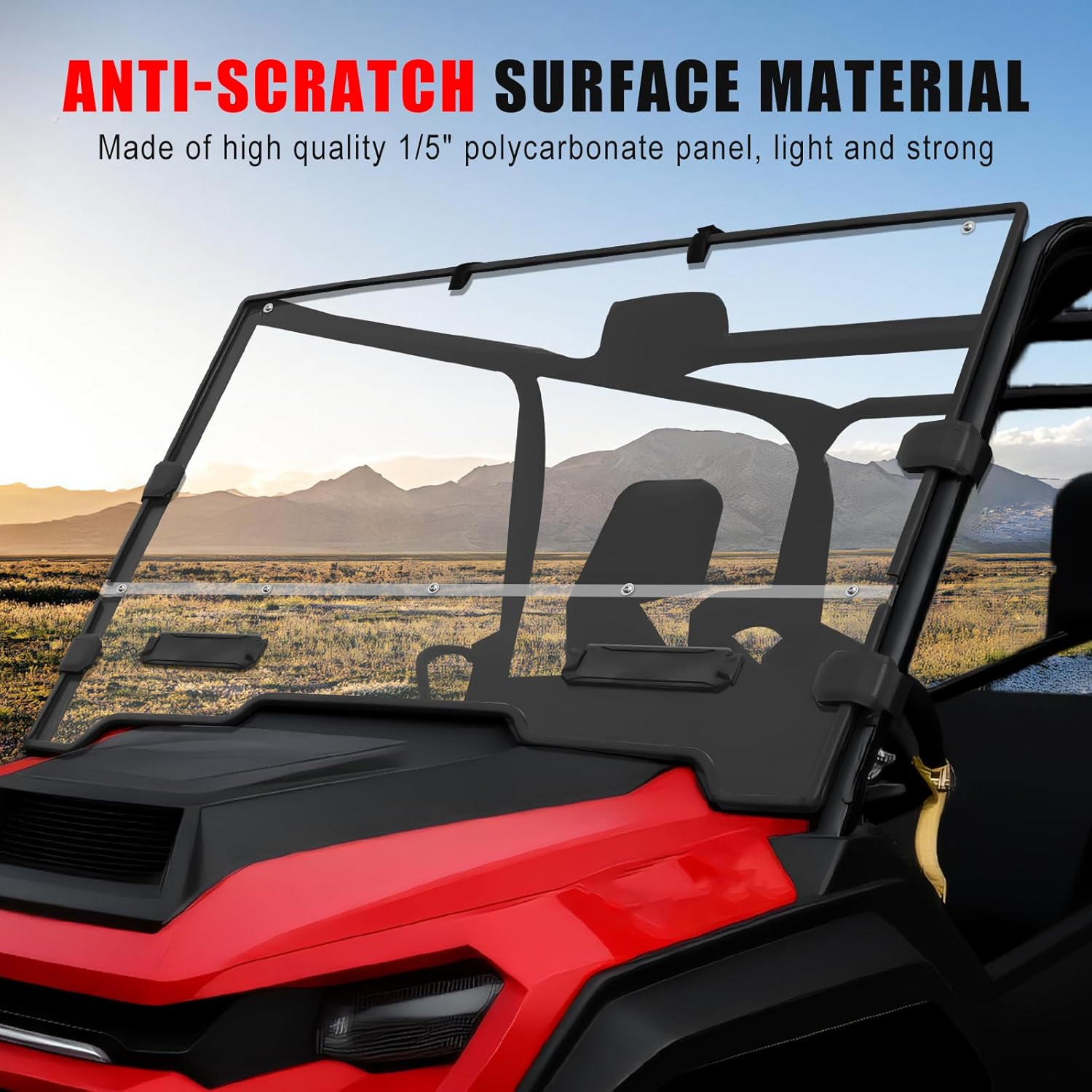Front Full Windshield for Honda Pioneer 1000 2016-2025, Combined Clear Vented Hard Coated Windshield Front Window Full Windscreen for Honda Pioneer 1000-3 1000-5 1000-6 2016-2025 Accessories
