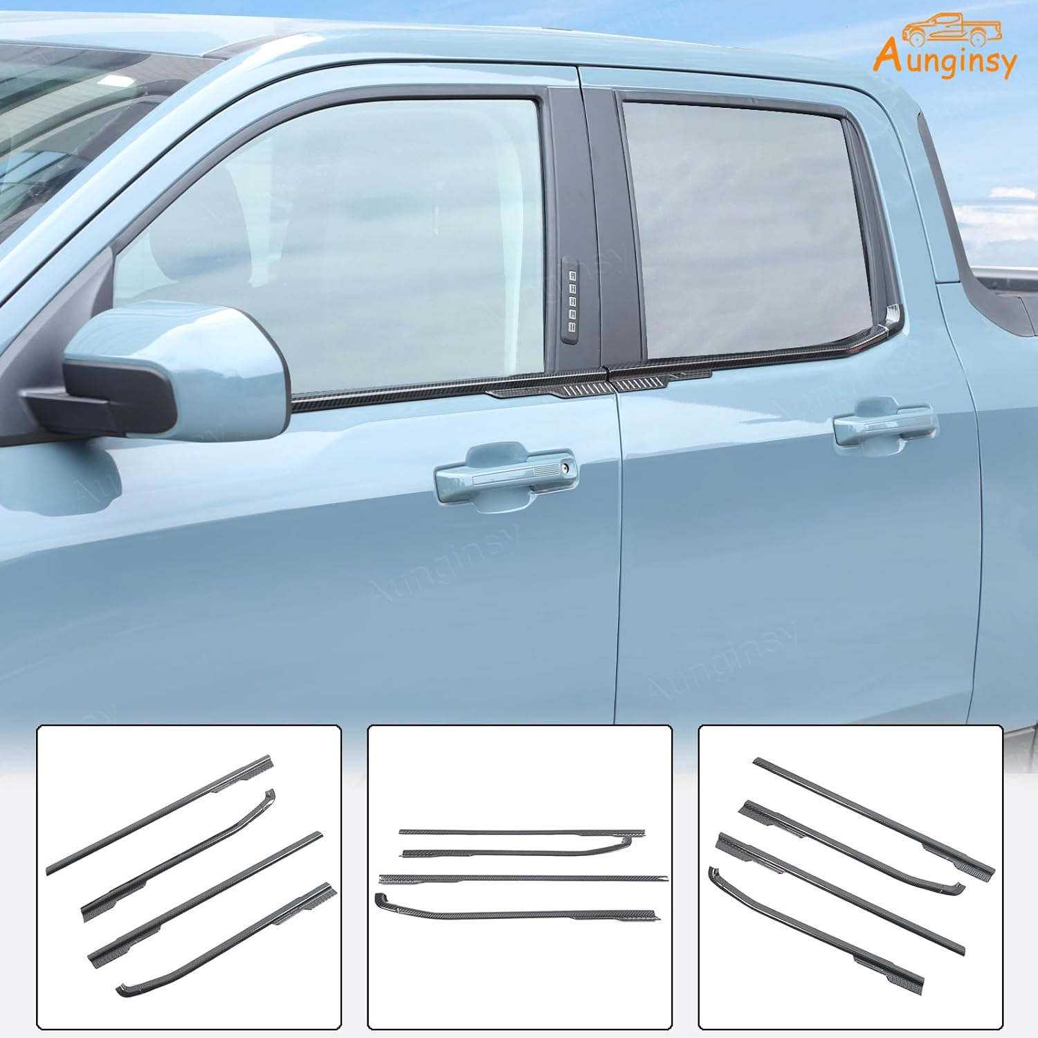 Aunginsy Door Window Under Panel Trim Strips Compatible with Ford Maverick 2022-2025 Car Outer Side Door Window Lower Panel Weatherstrip Molding Decorative Cover Protection ABS Exterior Accessories