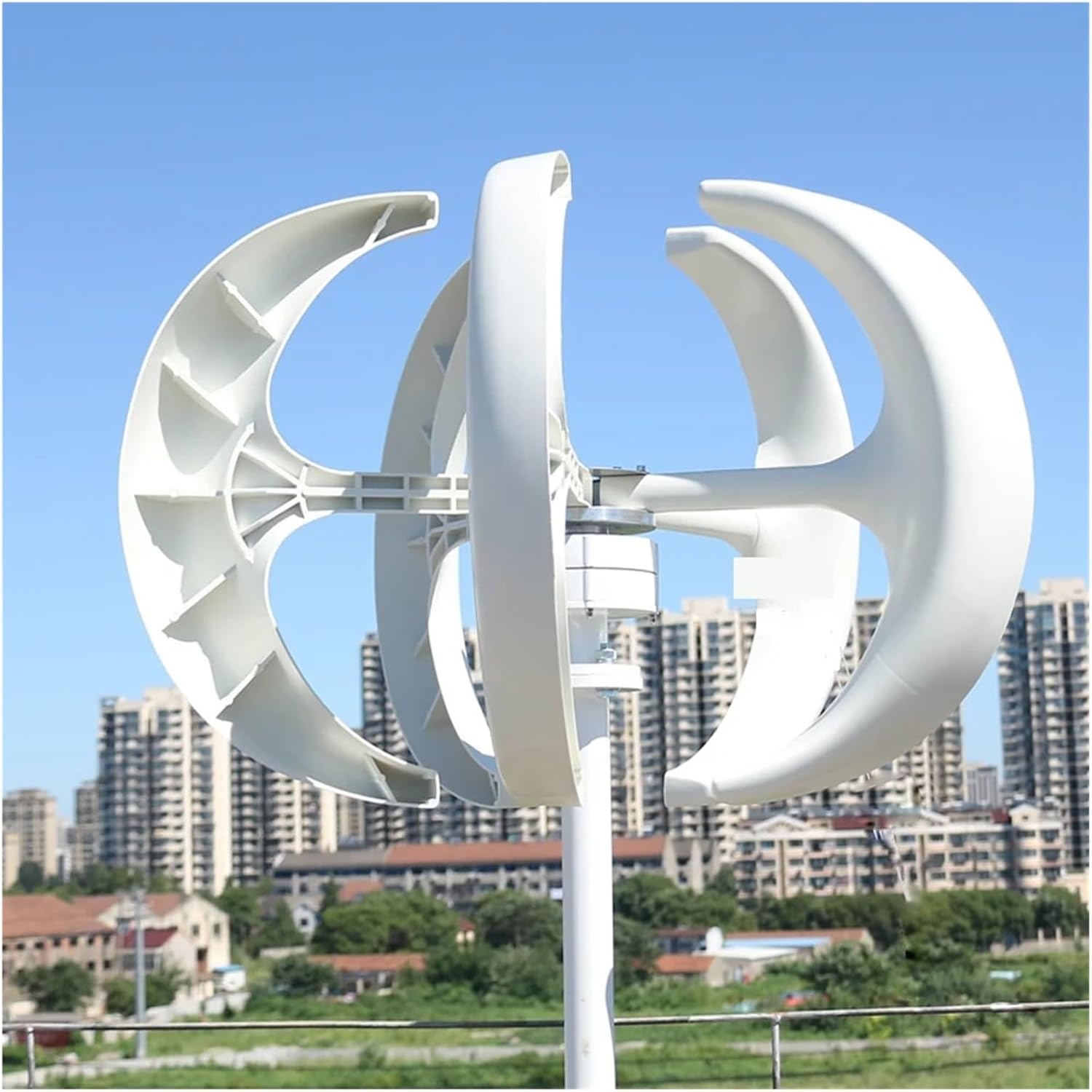 4000W 12V 24V 48V Wind Turbines Generator Lantern 5 Blades Motor Kit Vertical Axis for Home Hybrids Streetlight Electromagnetic Low Starting Speed for Home(Black,with MPPT Controller_12V)