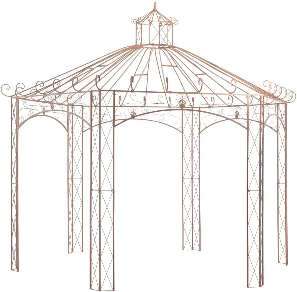 Outdoor Metal Frame Gazebo,Canopy Tent,Patio Awning,for Garden,Backyard,Lawn and Party,Garden Pavilion Antique Brown 13.1' Iron