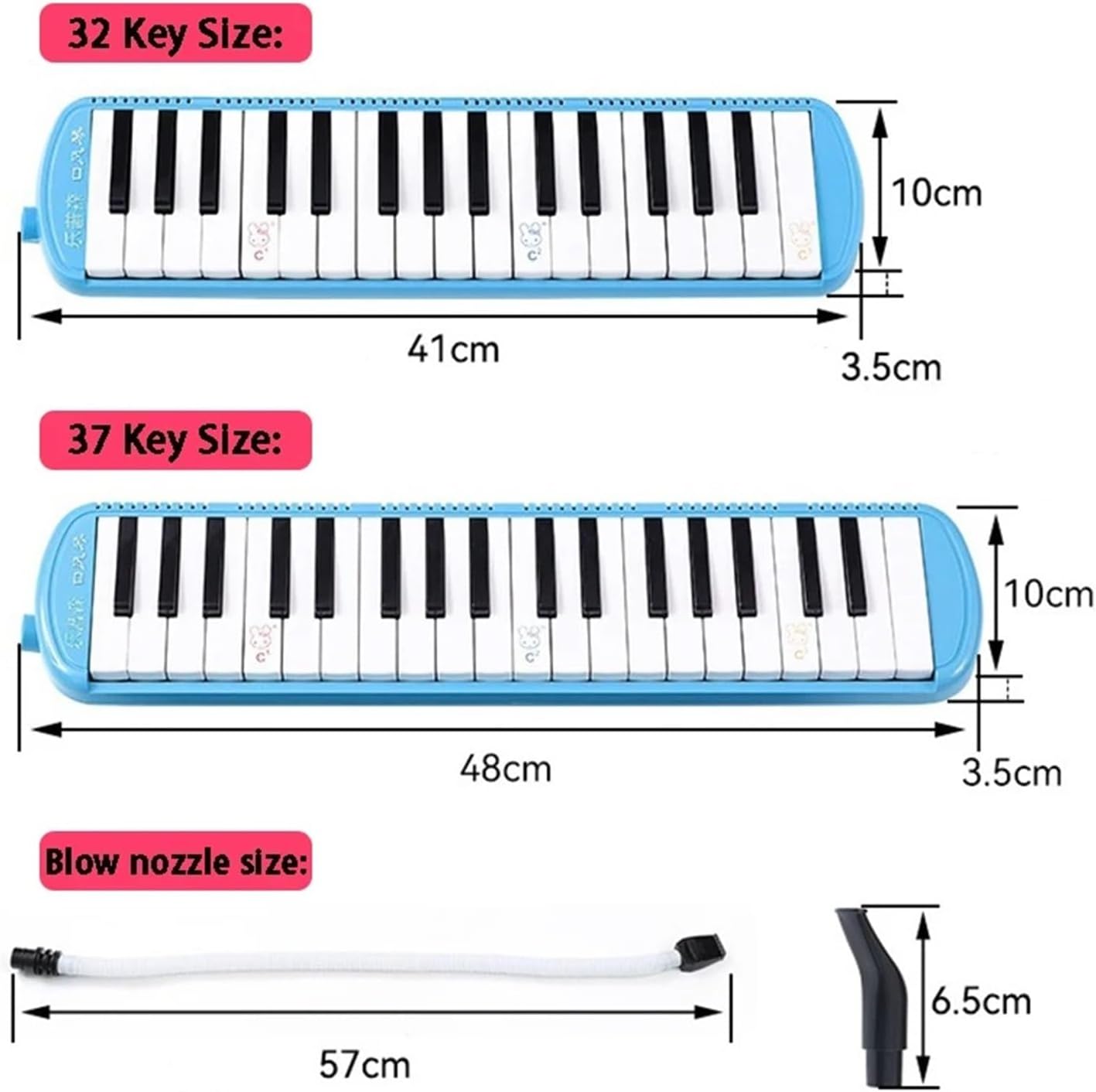 Melodica Children Melodica 37 Keys Mouth Organ 32 Key with Mouthpiece Portable Musical Keyboard Professional Piano for Child Melodion(37 Key Blue)