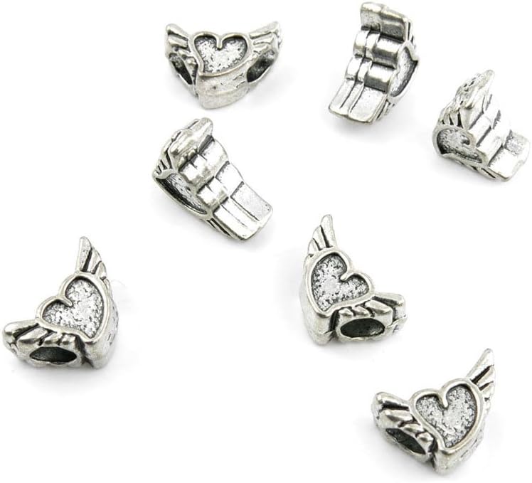 Jewelry Making Charms Antique Silver Tone Color Jewellery Charme Findingss Bulk Wholesale Suppliers Arts Crafts 620ND Heart Wings Loose Beads
