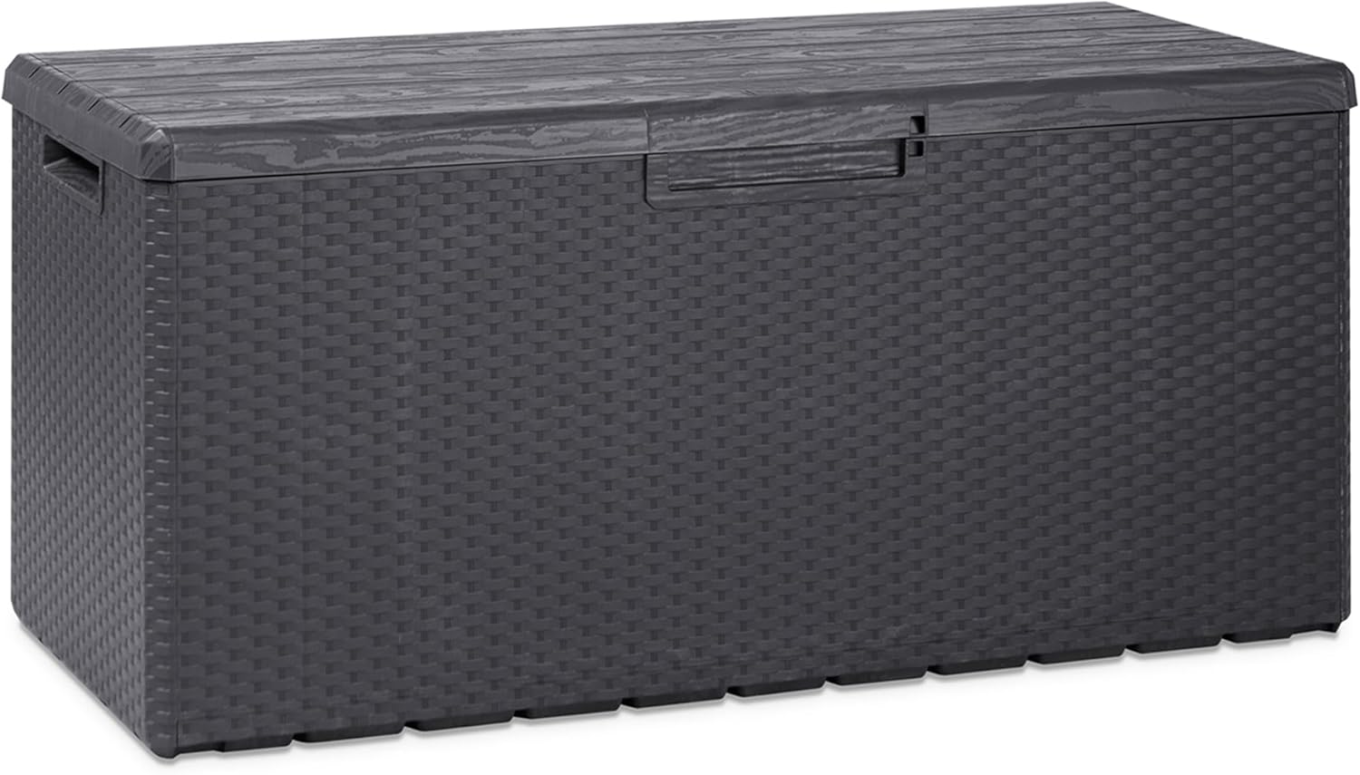 Toomax Portofino Large 90 Gallon Plastic Outdoor Storage Backyard Deck Box, with Lockable Lid, Seat Weight Capacity 450 Pounds, Gray