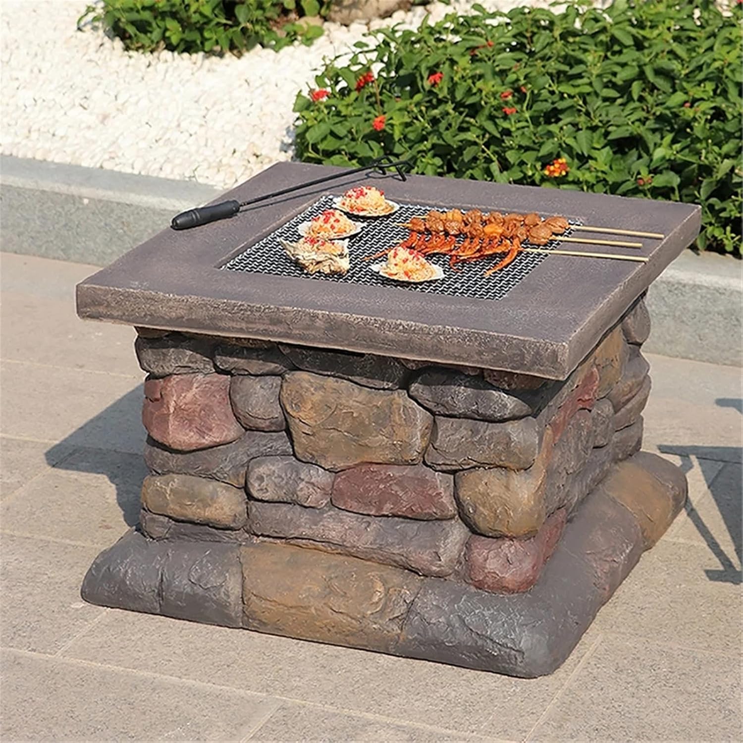 Barbecue Table Outdoor Courtyard Villa Roast Meat Garden Fire Pit Household Multifunction Form BBQ Grills for Backyard Terrace