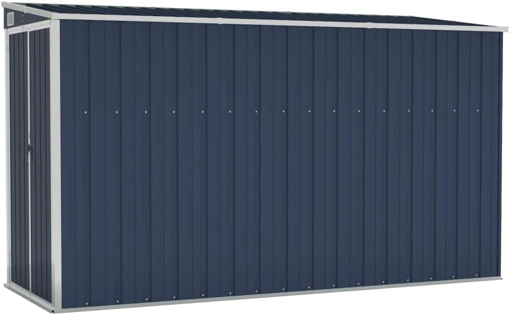 vidaXL Wall-Mounted Shed - Galvanized Steel and Metal Garden Storage for Tools, Furniture, Equipment - Anthracite, Durable, Weather Resistant, and Secure