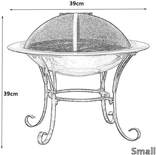 Garden Fire Pit Portable Grill Barbecue Rack Outdoor Fire Large Bonfire Wood Burning Patio Coal Grill Firepit for Grill Charcoal Grill with Spark Screen with Cover BBQ Cooking for Camping S ()