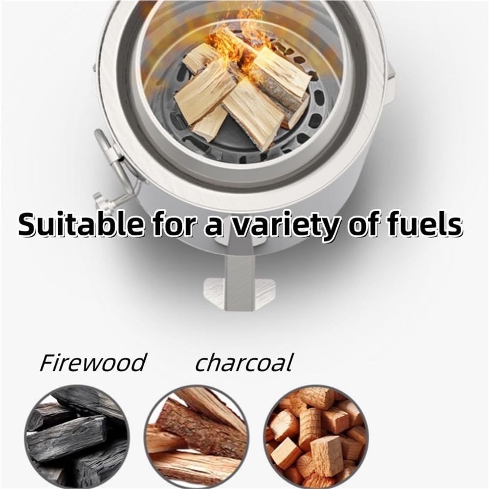 Small Smokeless Fire Pit, Firepit with Foldable Support Legs, Fire Pits for Outside Wood or Charcoal Burning, Double Layer Stainless Steel Tabletop Fire Pit(Silver)