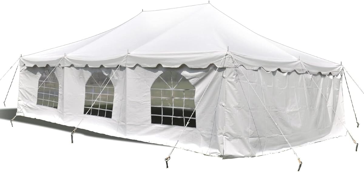 Party Tents Direct 20' x 30' Weekender Canopy Tent with Sidewalls, Easy Up Party Tent for Backyard, Outdoor Tents for Parties, Weddings, Graduations, Banquets, Events, Heavy Duty, PVC White Top