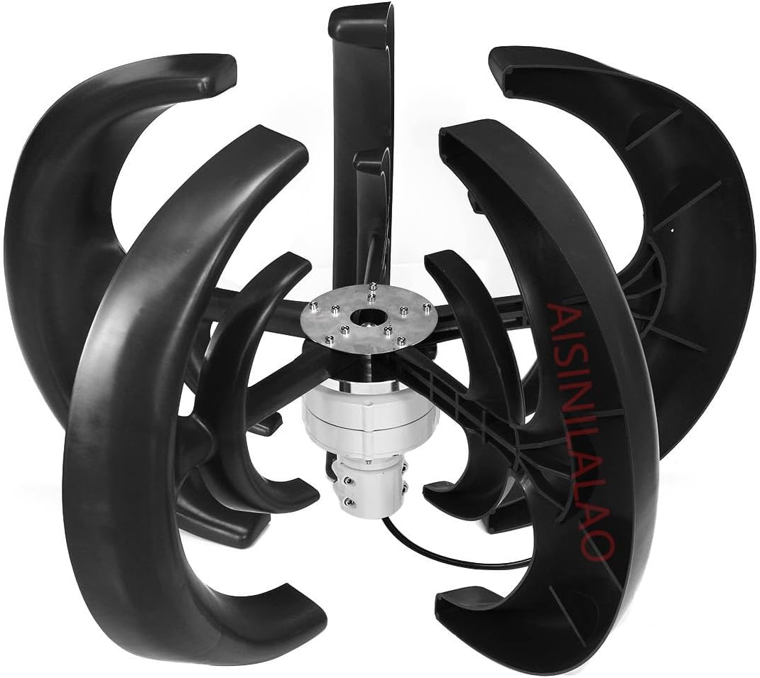 12000W Vertical Household Wind Turbine Generator,12V 24V 48V High Efficiency 5 Blades Portable Wind Turbine for Home Low Noise (Black)