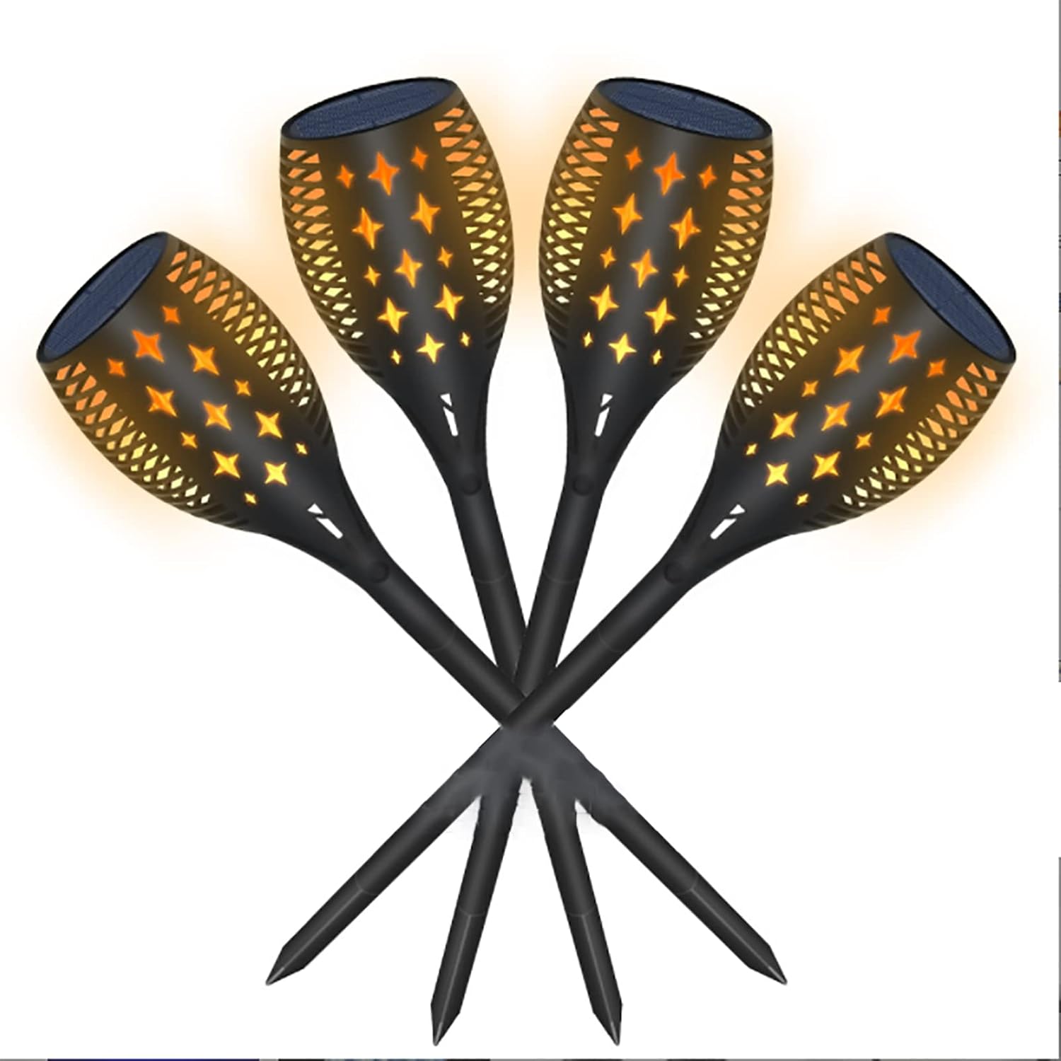 4Pcs Outdoor Solar Torch Lights Motion Sensor Night Light 96 LED Waterproof Flashing Flame Torch Light Dusk to Dawn Auto On/Off Safety Ideal for Patio Garden Access Driveways,4 PCS