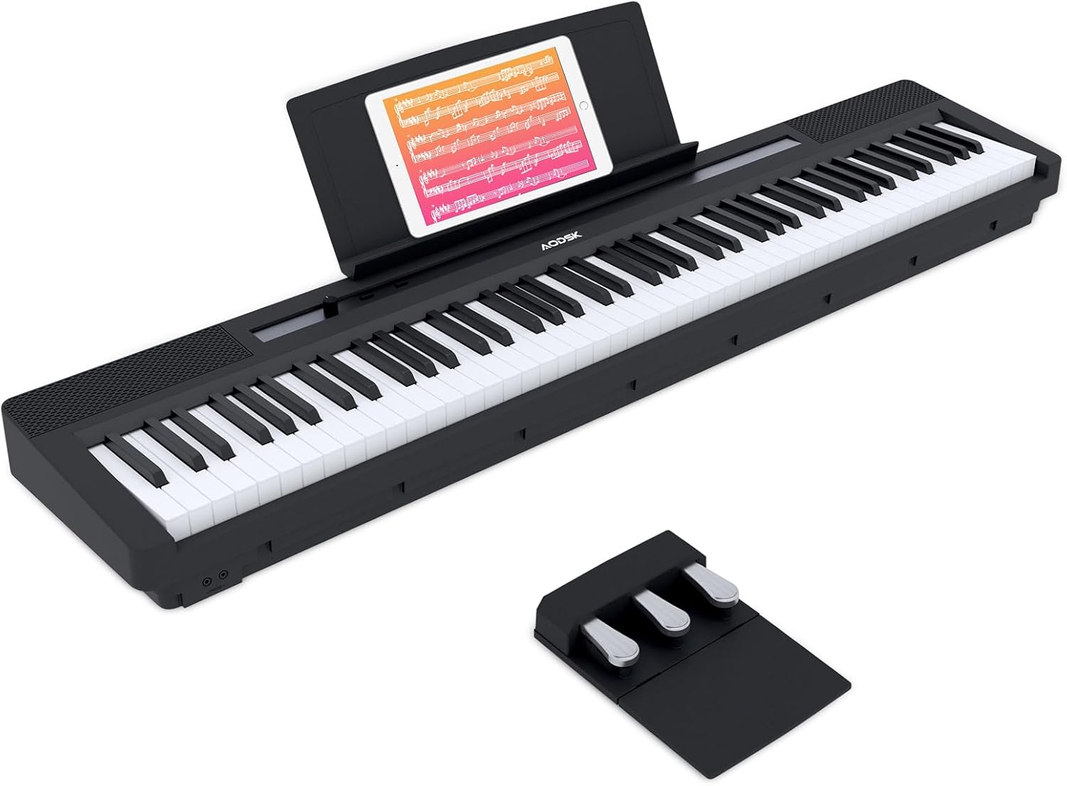 AODSK 88 Key Weighted Keyboard Digital Piano,Grade Hammer Action Keyboard for Beginner Portable Electric Piano, Black (Three-pedal)