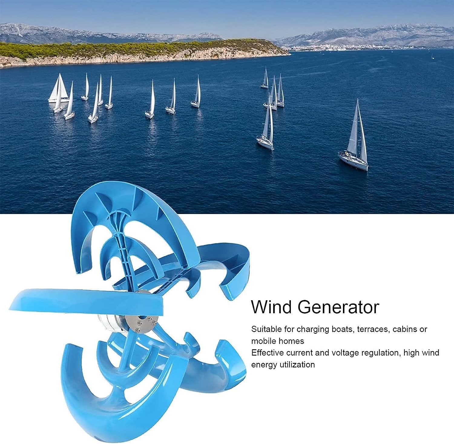 CHRISK Vertical Axis Wind Turbine Generator 5000W 5 Blades Wind Turbine Generator, 3 Phase AC Permanent Magnet Generator Wind Turbine Kit