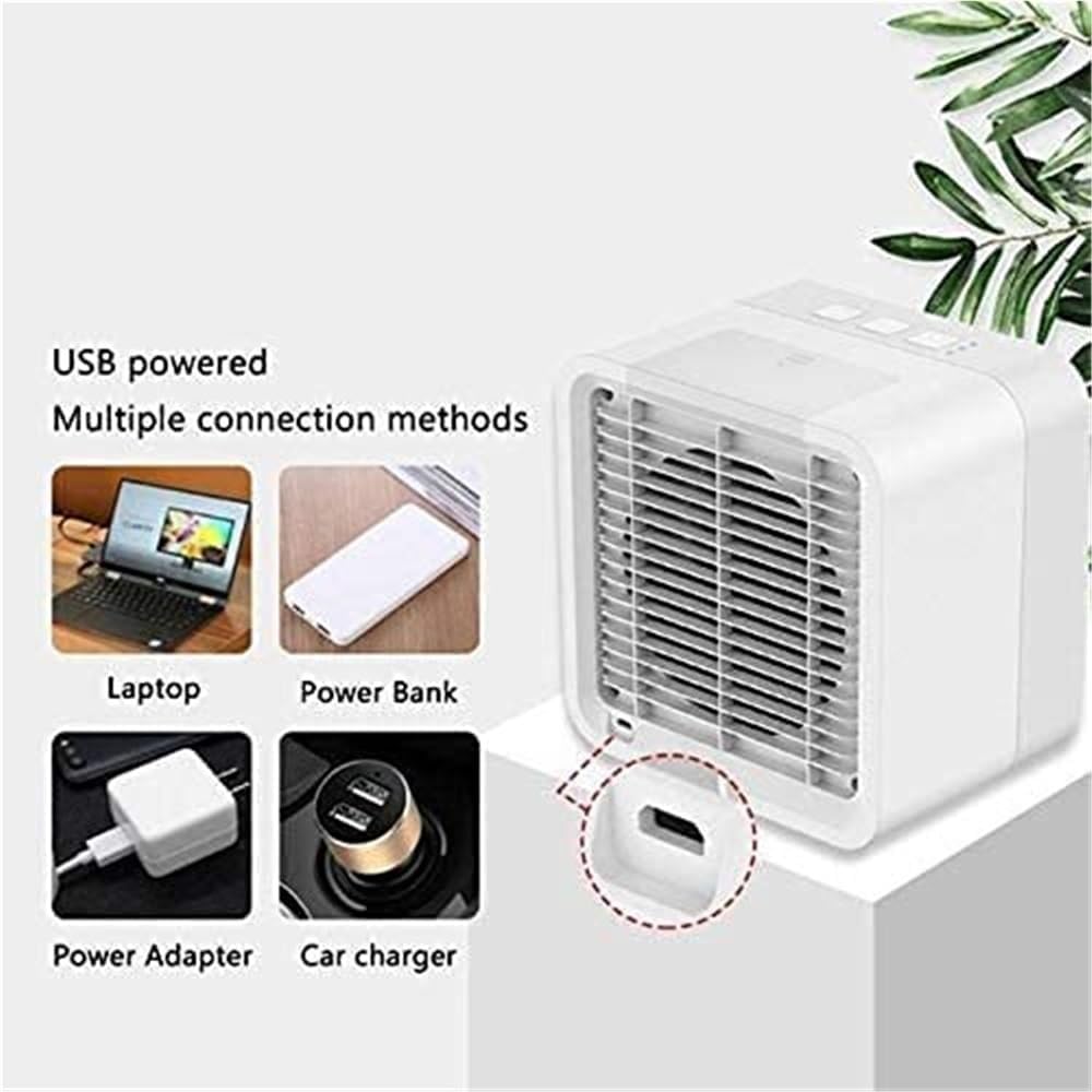 Compact Air Cooler, Portable Mini Air Conditioner, Humidifier, Air Purifier, 3 Wind Speed and Water Tank