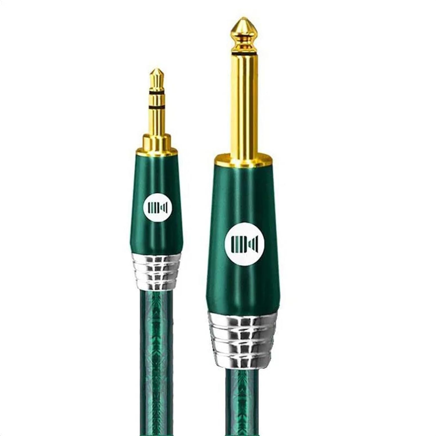 Guitar Audio Cable Professional Silver Plated TRS 3.5 to 6.5 Cable for Phone Computer Amplifier Guitar and Other Instrument to Speaker(TS,0.5m)