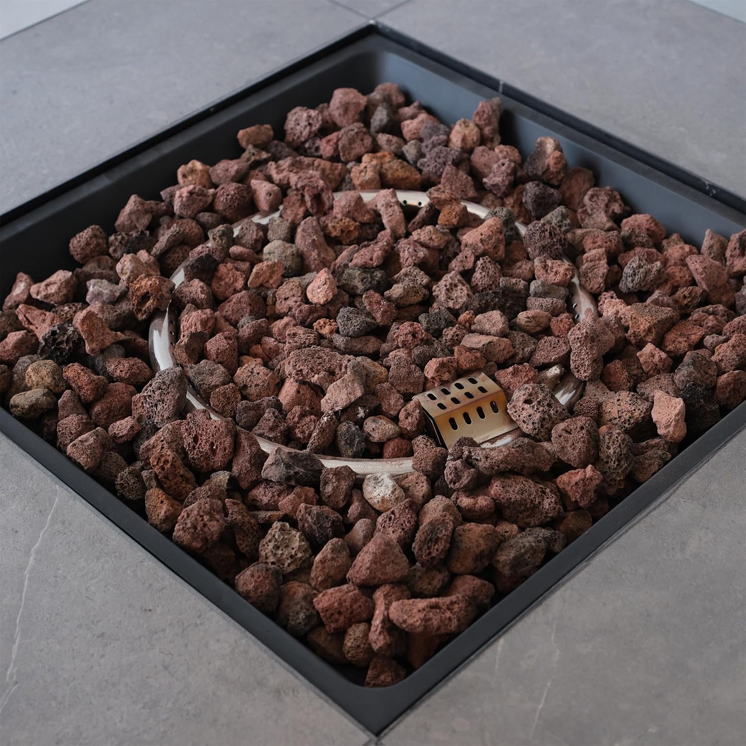 GOWE 50000 BTU, CSA Certification Square Gas Fire Table,Contain 5 kg Lava Stone and Rainproof Cover,Magnesium Oxide Wood Grain Surface Finished,More Suitable for Outdoor Garden Backyard and Durable