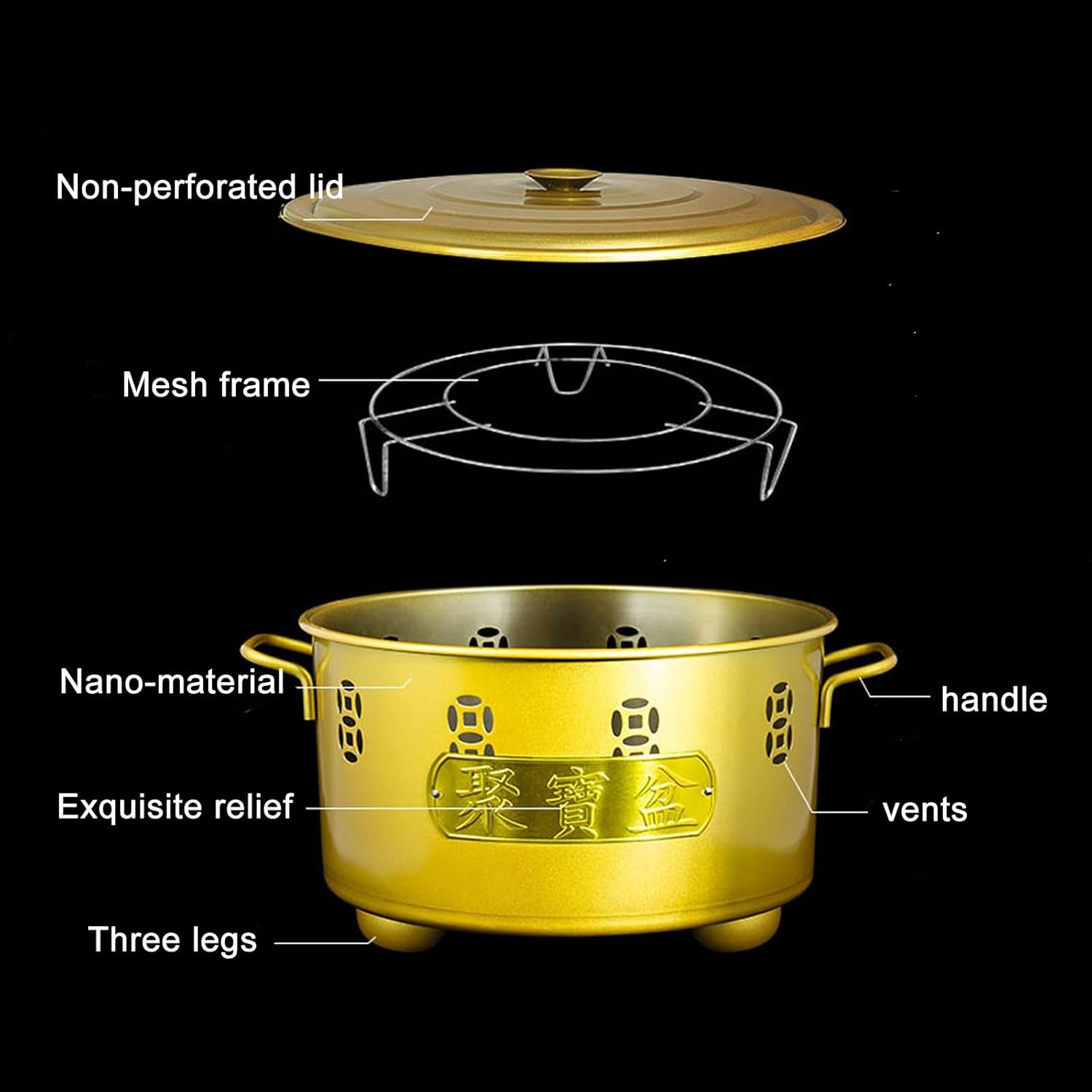 Garden Incinerator Fire Pit Outdoor Metal Trash Burn Cage can with Fire Hook and Grid, for Fallen Leaves Yard Waste Bonfire(Silver,45cm/18in)