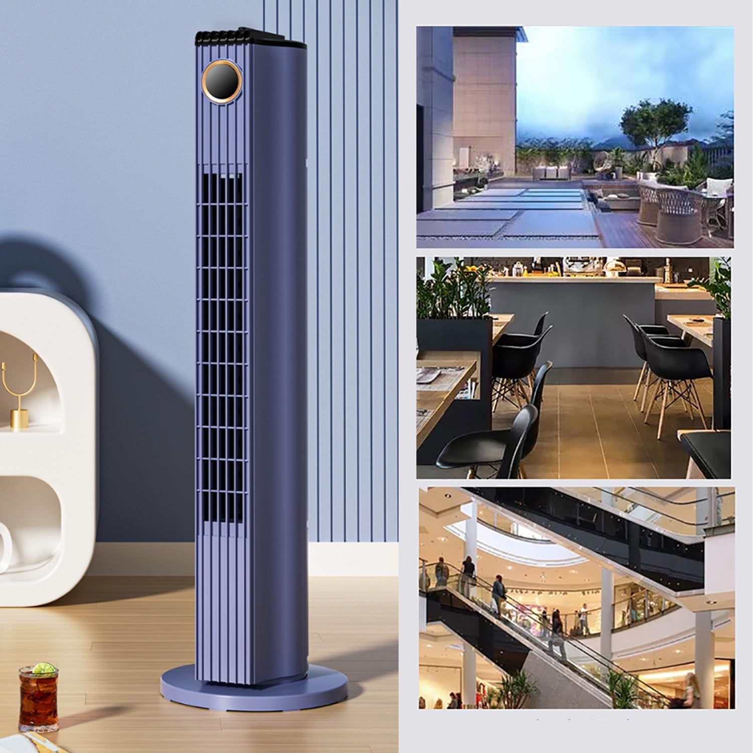 Tower Fan/Office Bladeless Fan/Oscillating Floor Fan/Air Circulation Fan, 3-Speed Adjustment, Wide-Angle Air Delivery, Use with Air Conditioner, Uniform Cooling Throughout The House