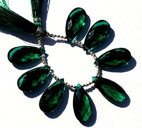 13 inch natural beads strand of 24x12mm faceted pear green quartz gemstone briolletes beads for DIY jewelry - necklace, bracelet, earring, ring.