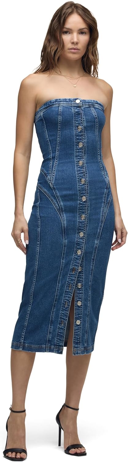 HUDSON Womens Strapless Seamed Midi Dress