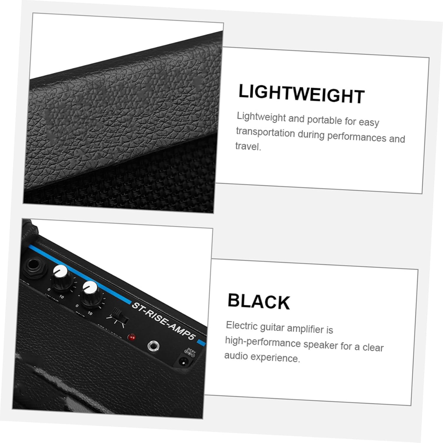 Electric Guitar Amplifier Portable Mini Amp for Electric and Bass Guitar Performance Volume Treble and Bass Controls