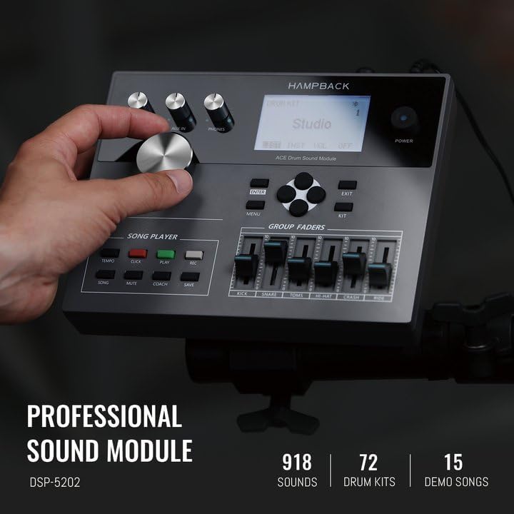 ACE-530 Electric Drum Set with Double Layers Mesh Heads, Choke Cymbal, Independent Hi-hat Stand, Restore Authentic Drum Sound & Percussive Feel, Bluetooth Sound Module, Suit for Professional