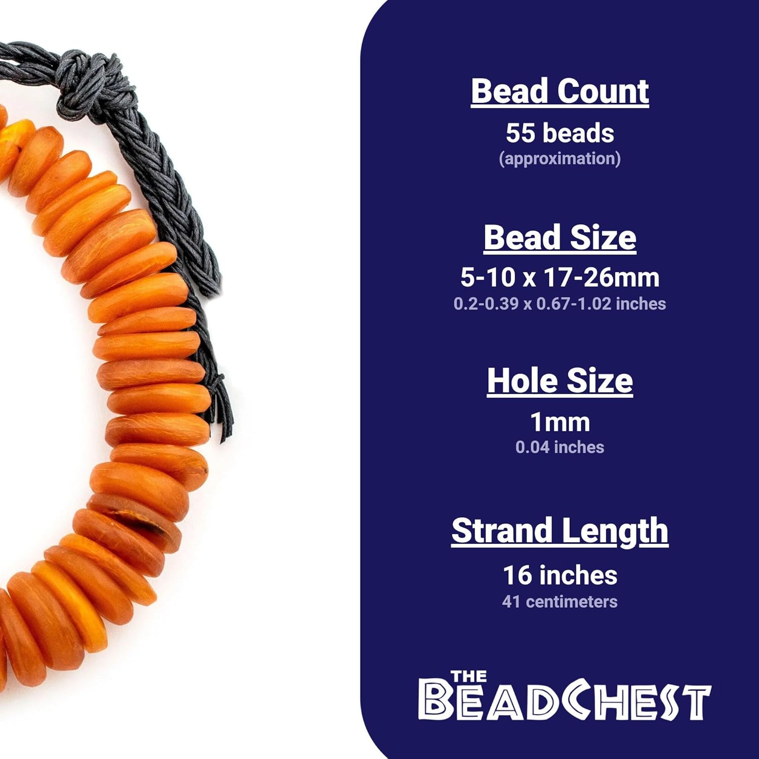 The Bead Chest Textured Moroccan Horn Beads 22mm Morocco African Orange Disk 16 Inch Strand Handmade