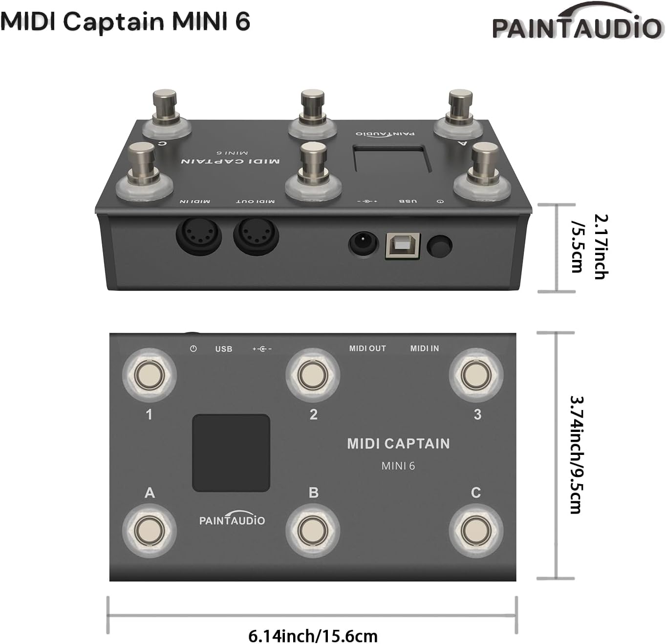 Paint Audio MIDI Captain MINI 6 Foot Controller Multi-Effects Keyboards Synthesizer USB-MIDI DAW DSP Software USB-HID Support Multi-state Switch Cycling(MIDI Captain MINI 6)